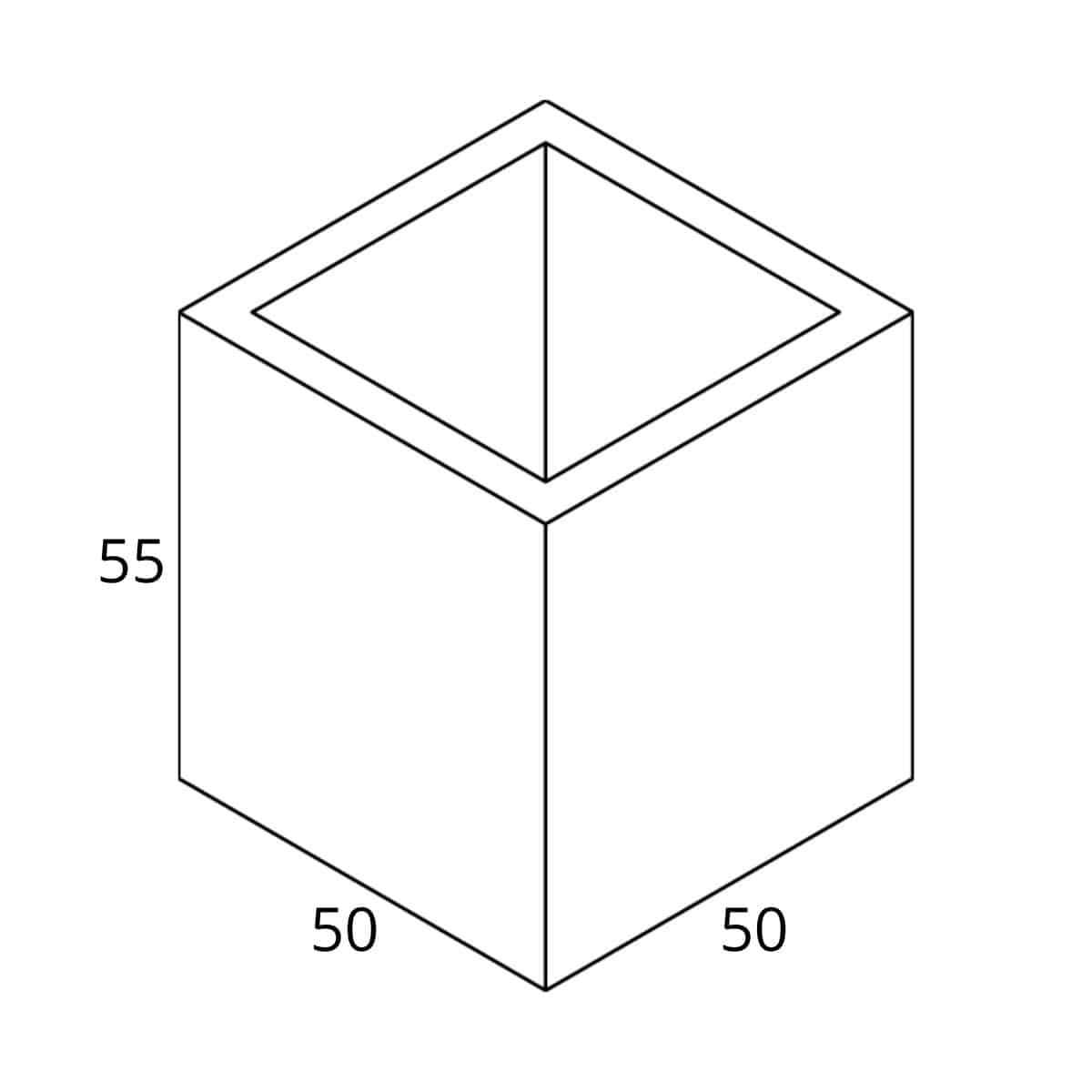 Rysunek wymiarowy TERMODONICY TD-50 CUBE 50 × 50 × 55 cm